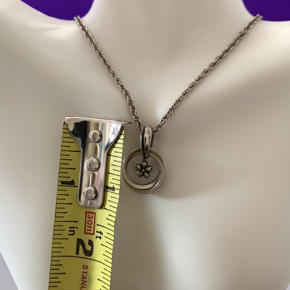 Sterling Silver Flower Pendant on 16” 925 Rope Chain - Picture 6 of 15